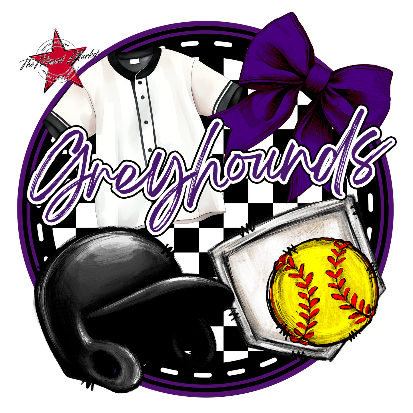Greyhounds Circle Softball Design-Purple