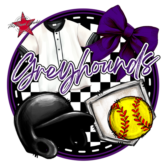 Greyhounds Circle Softball Design-Purple
