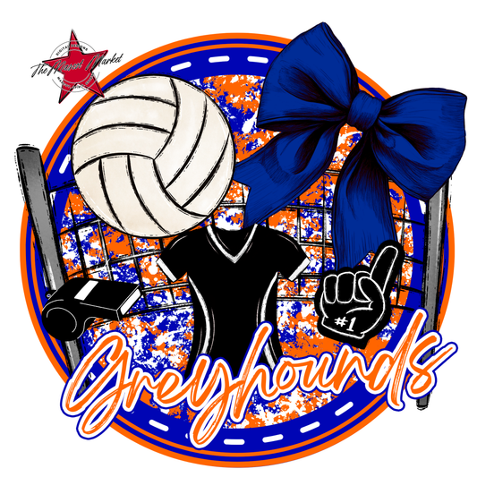 Greyhounds Circle Volleyball Design-Blue-Orange
