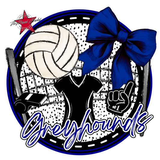 Greyhounds Circle Volleyball Design-Blue
