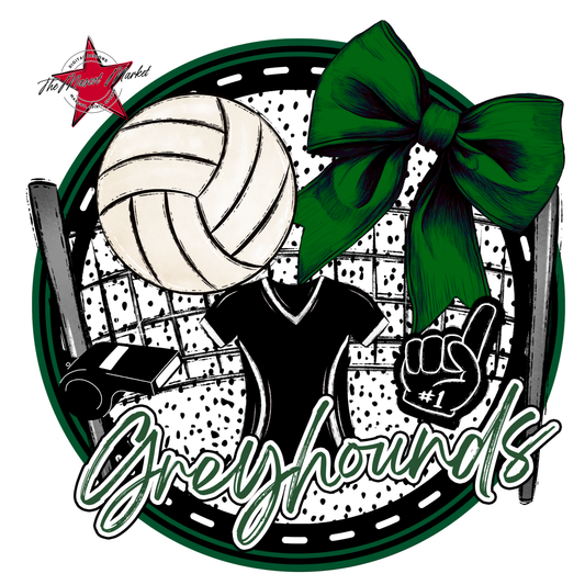 Greyhounds Circle Volleyball Design-Green