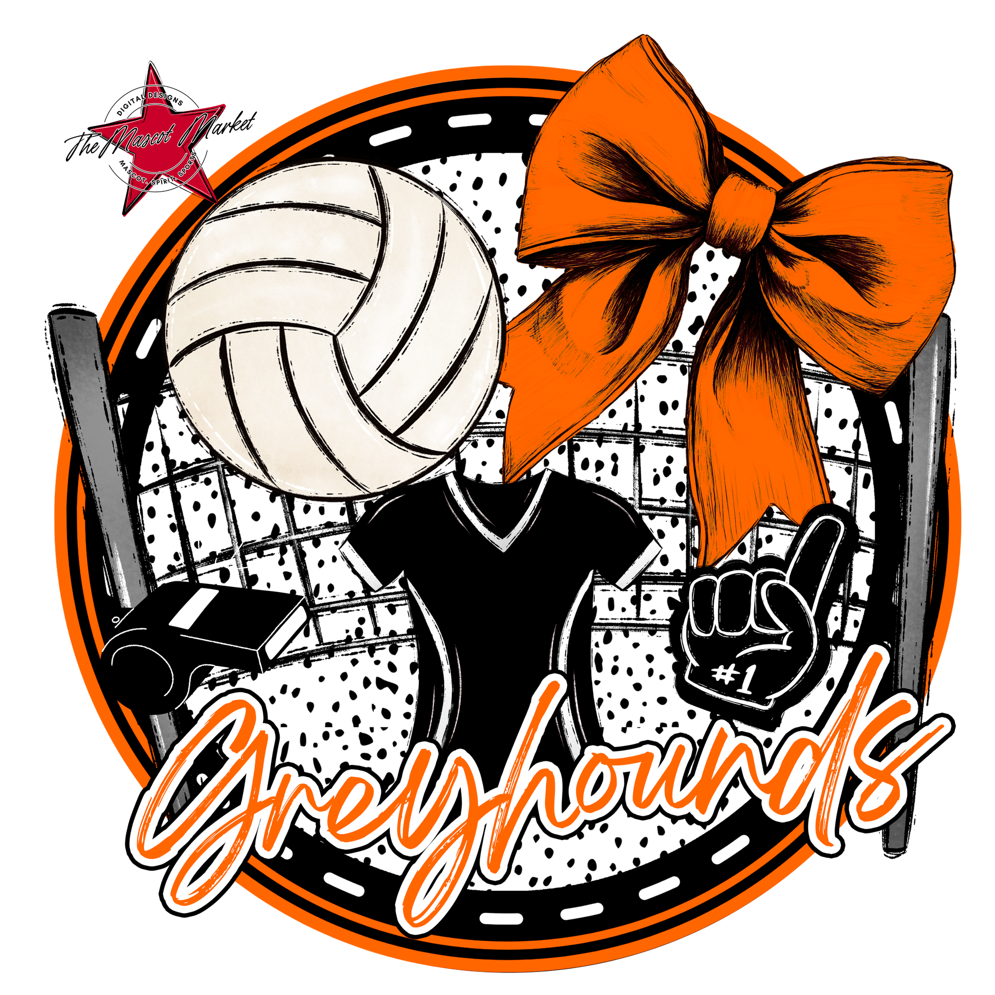 Greyhounds Circle Volleyball Design-Orange