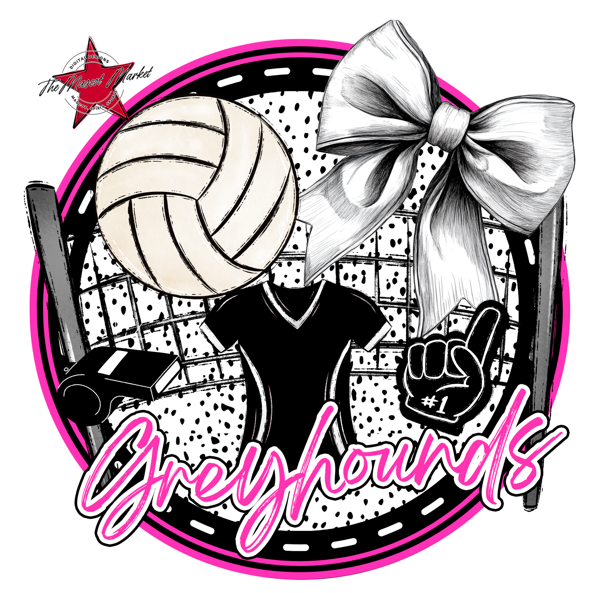 Greyhounds Circle Volleyball Design-Pink