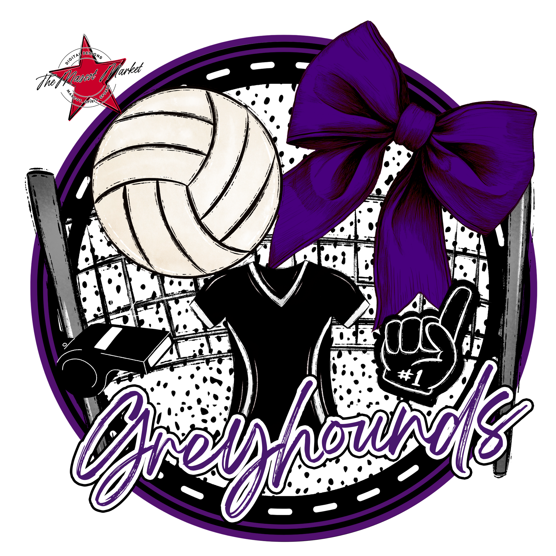 Greyhounds Circle Volleyball Design-Purple
