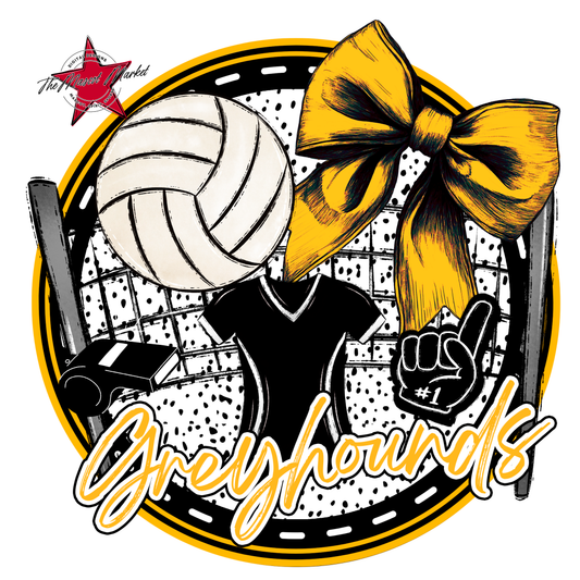 Greyhounds Circle Volleyball Design-Yellow