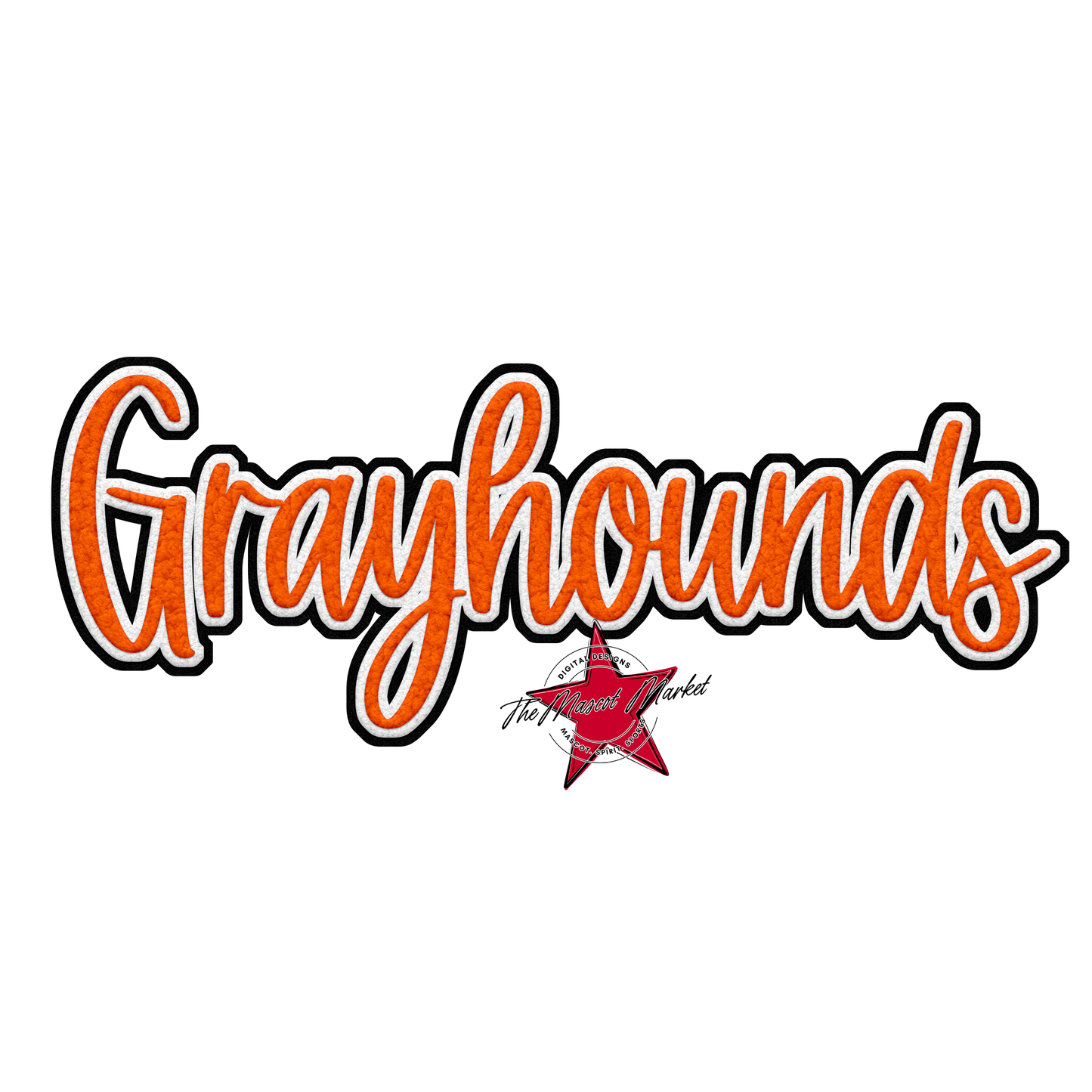 Greyhounds Faux Chenille Patch-Orange