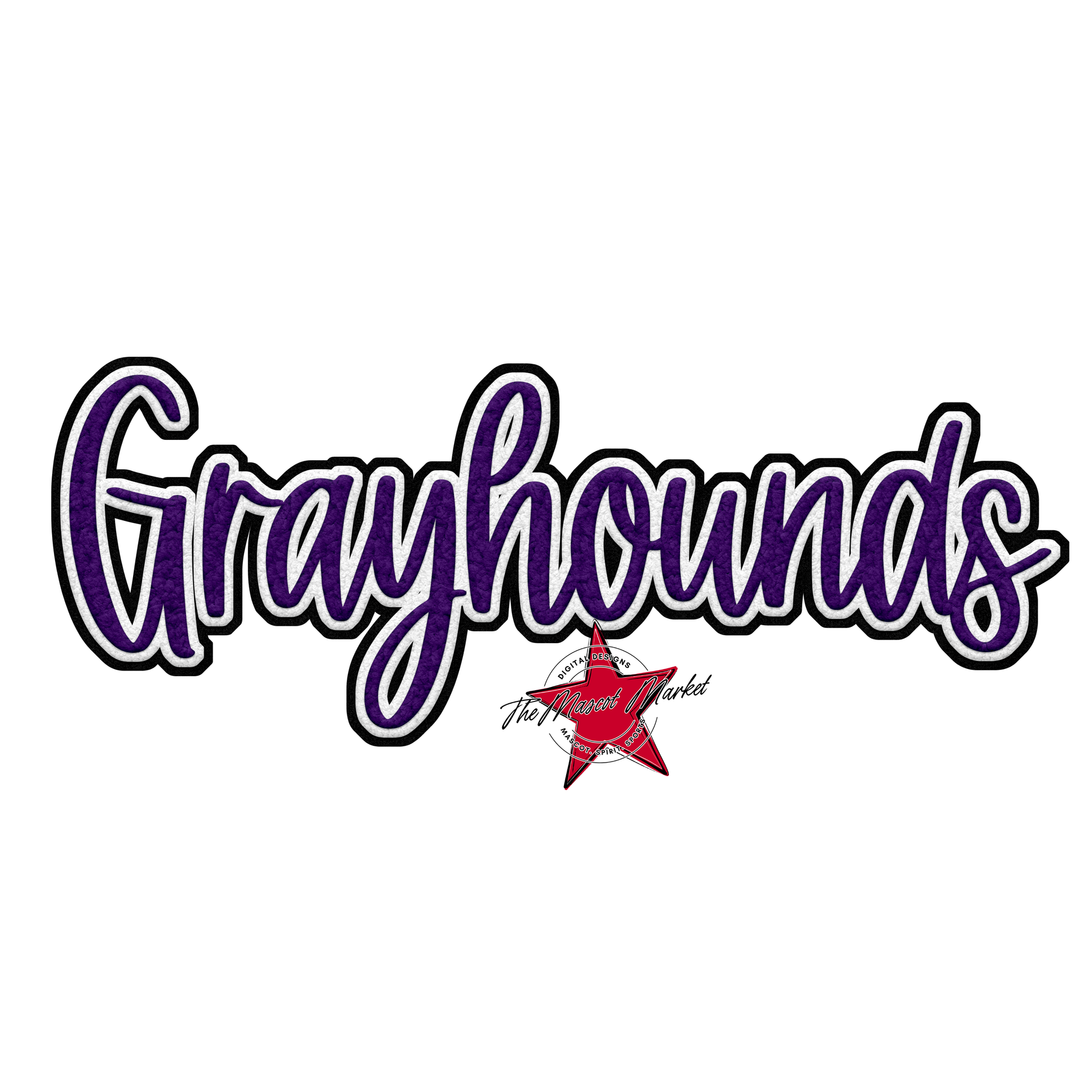 Greyhounds Faux Chenille Patch-Purple