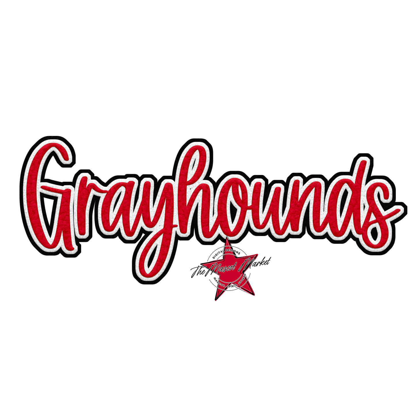 Greyhounds Faux Chenille Patch-Red