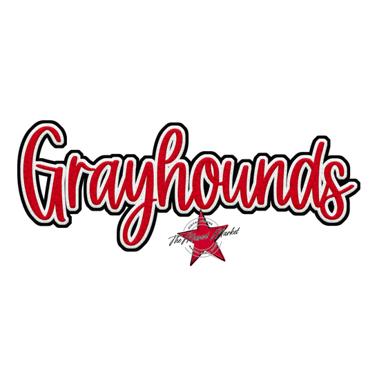 Greyhounds Faux Chenille Patch-Red