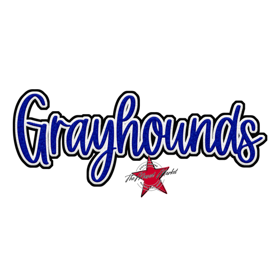 Greyhounds Faux Chenille Patch-Royal Blue
