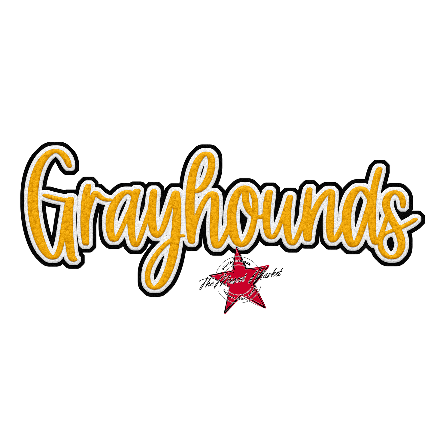 Greyhounds Faux Chenille Patch-Yellow