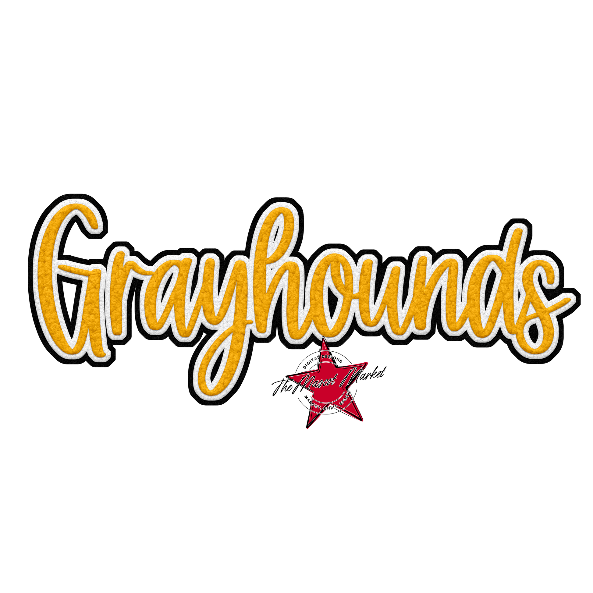 Greyhounds Faux Chenille Patch-Yellow