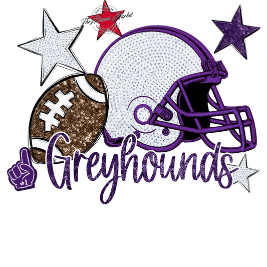Greyhounds Football Embroidered Sequins Design-Purple