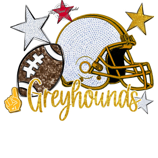 Greyhounds Football Embroidered Sequins Design-Yellow