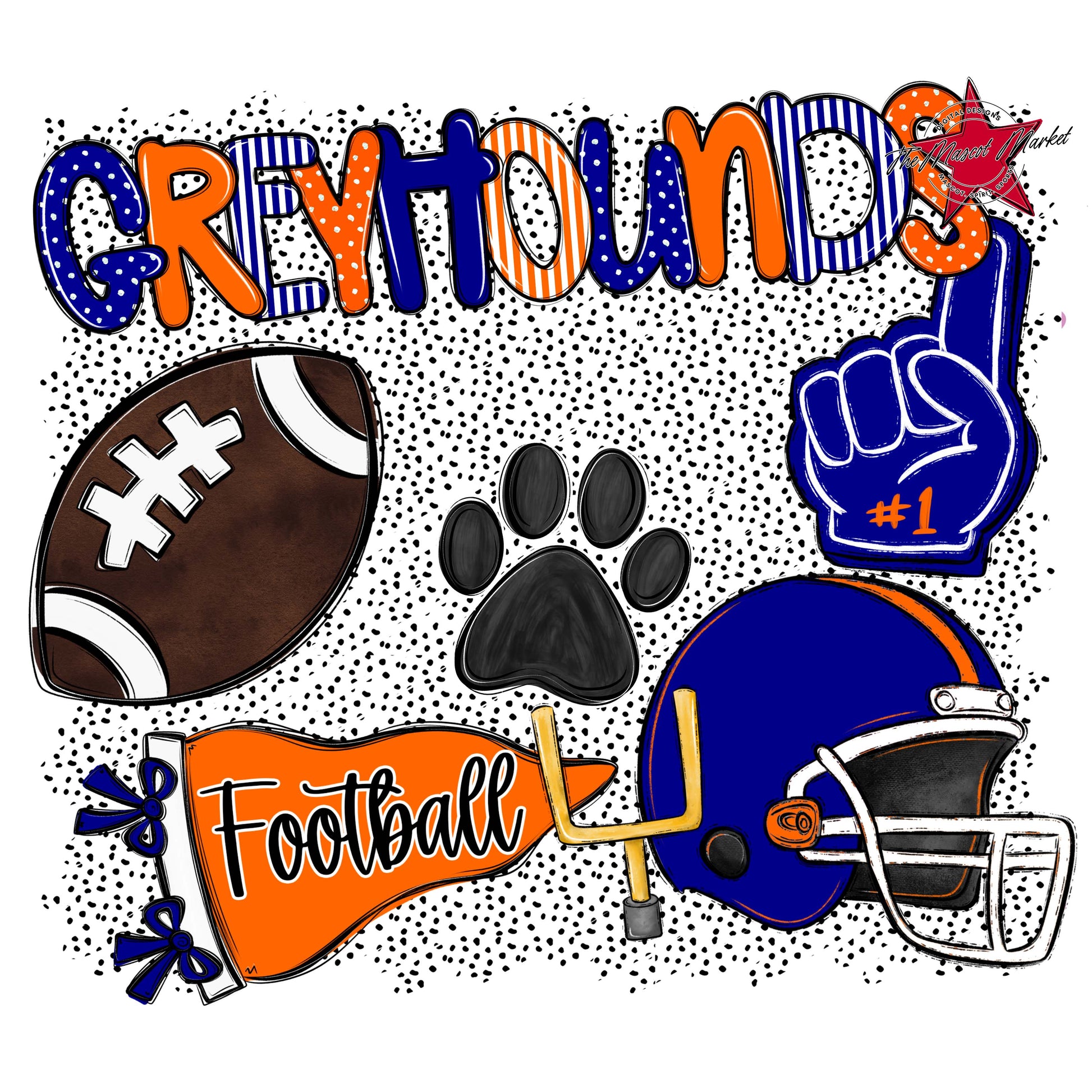 Greyhounds Football Spirit-Blue & Orange