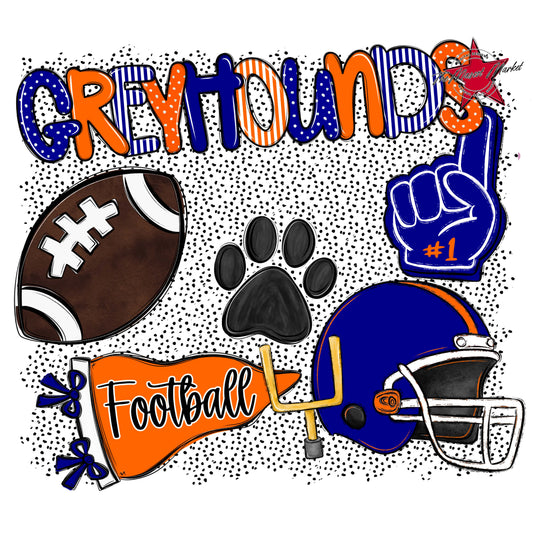 Greyhounds Football Spirit-Blue & Orange