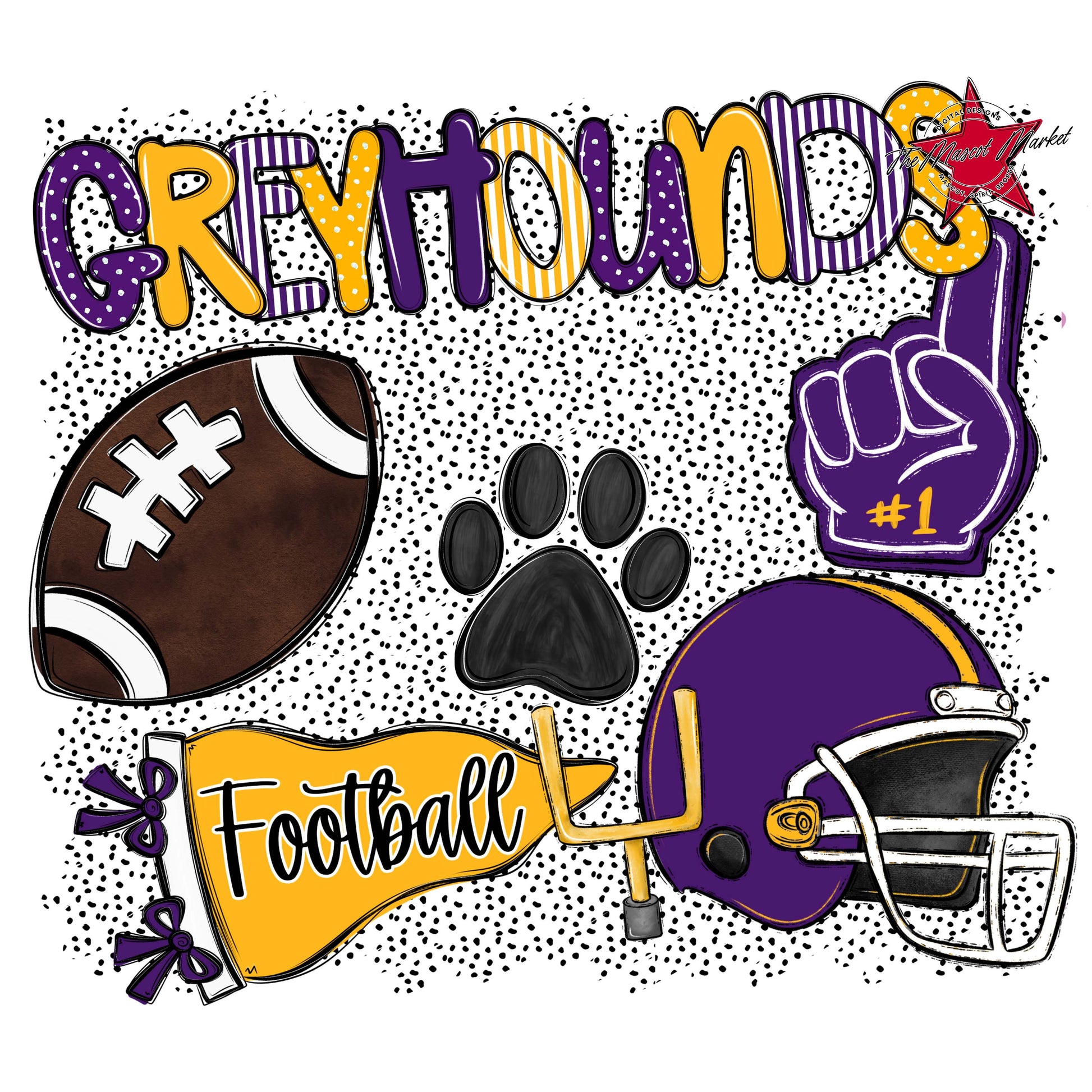Greyhounds Football Spirit-Purple & Yellow