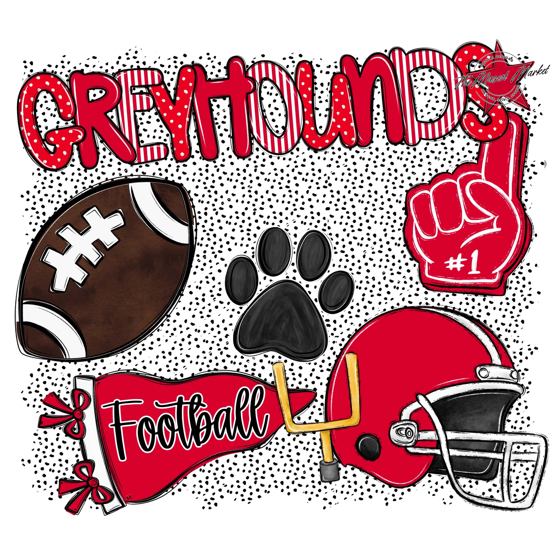 Greyhounds Football Spirit-Red