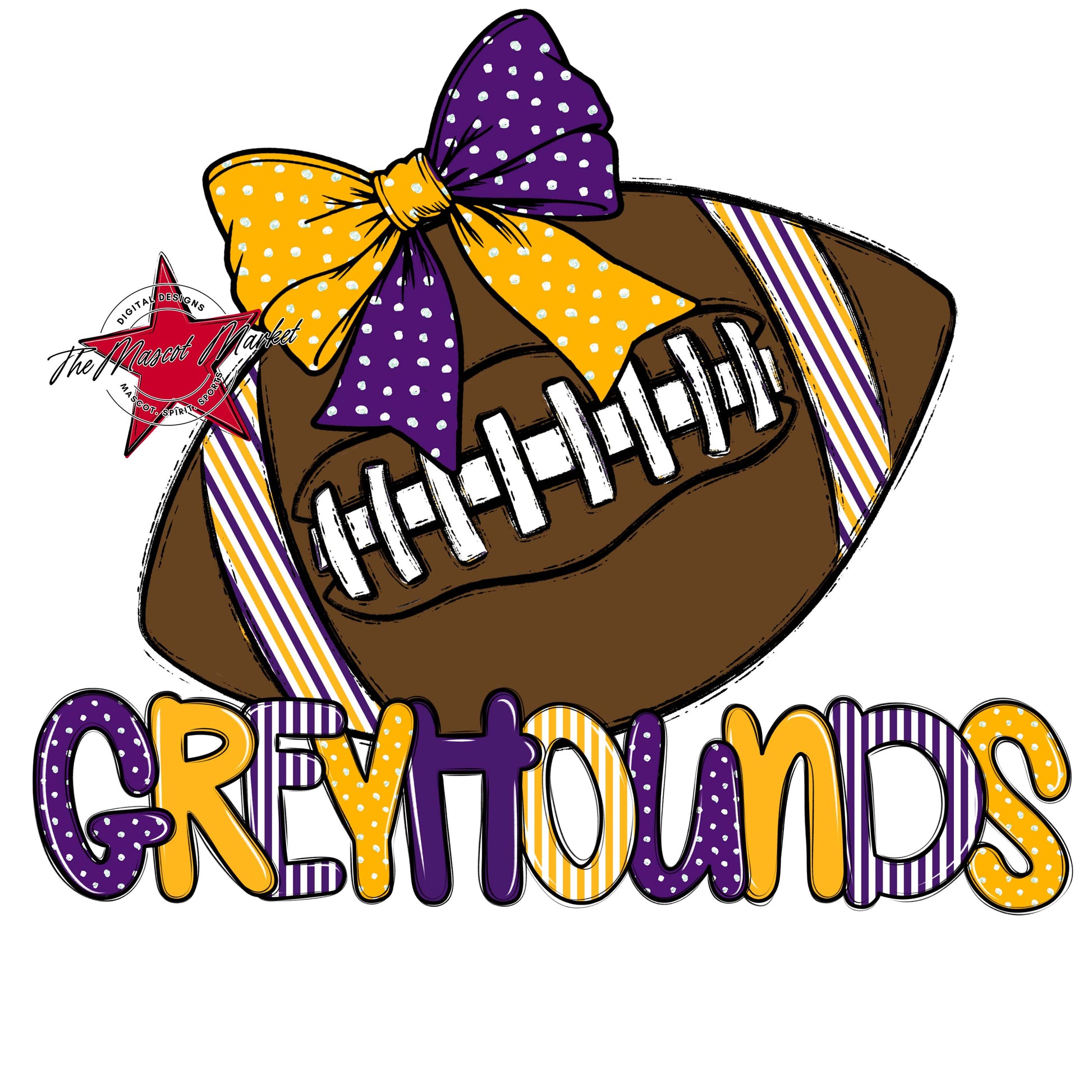 Greyhounds Football Spirit Design-Purple & Yellow