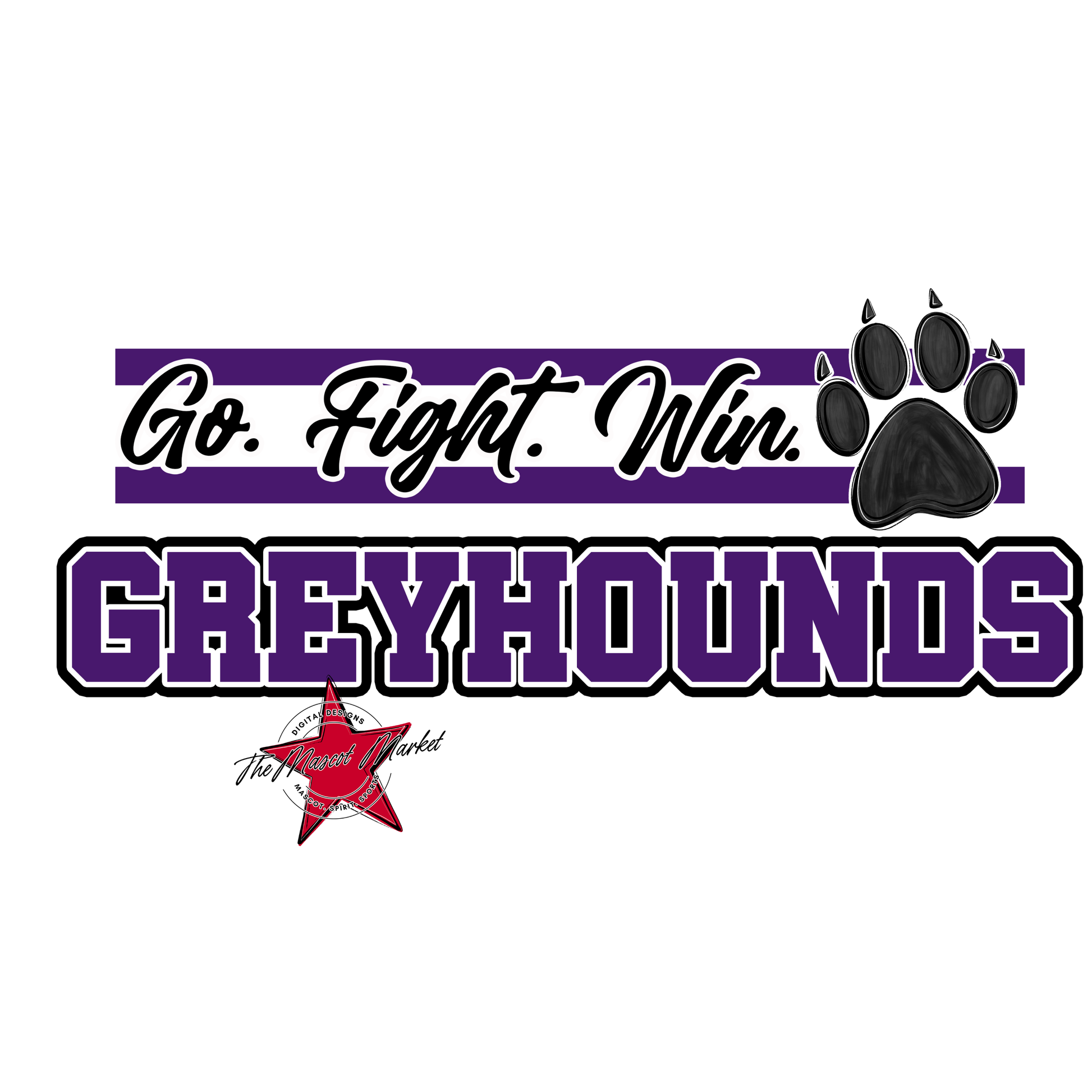 Greyhounds Go Fight Win Mascot Lines-Purple