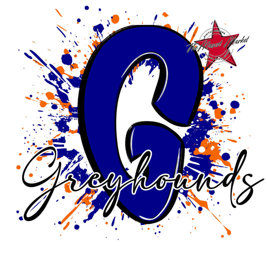 Greyhounds Mascot Splatter-Blue & Orange