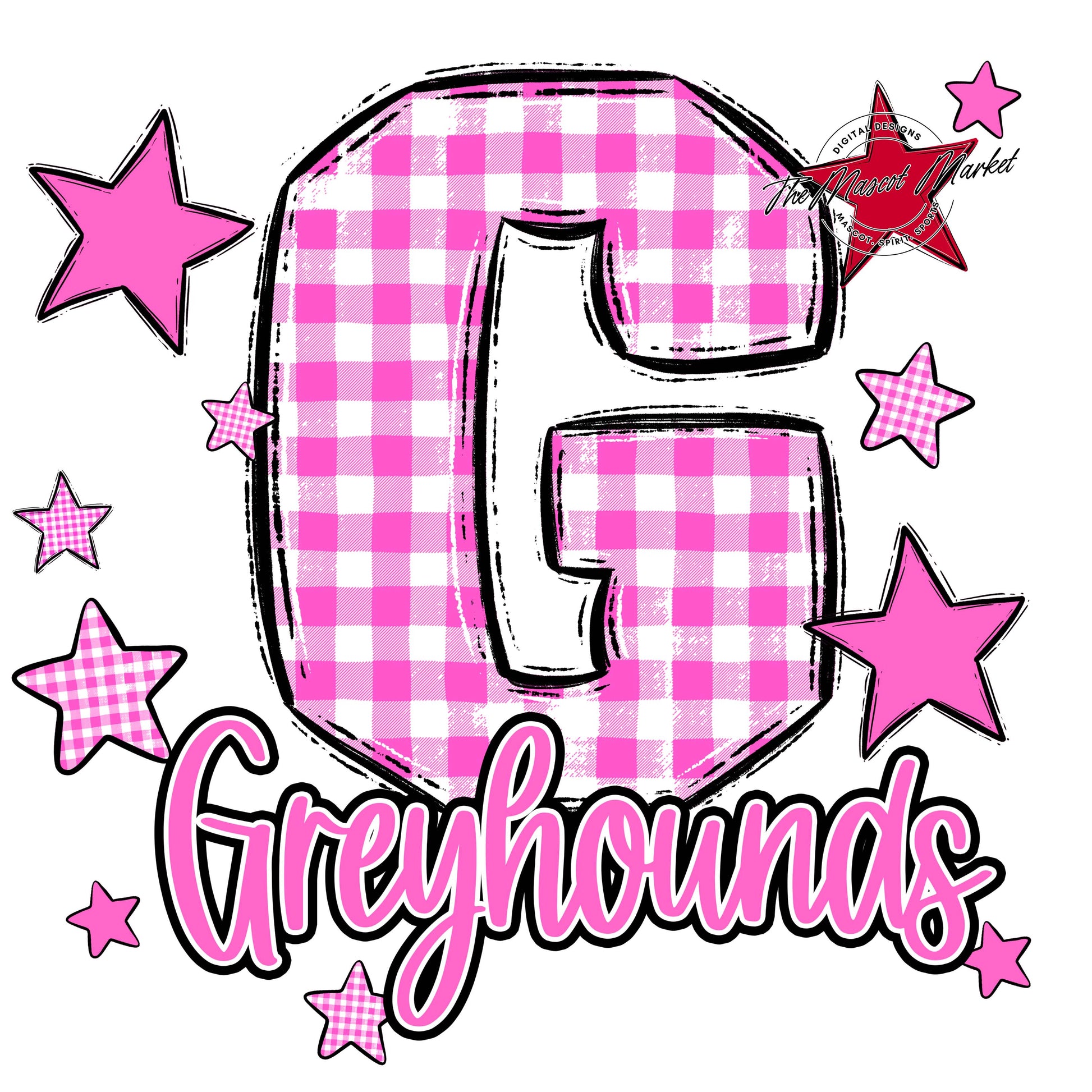 Greyhounds Plaid Star Design-Baby Pink