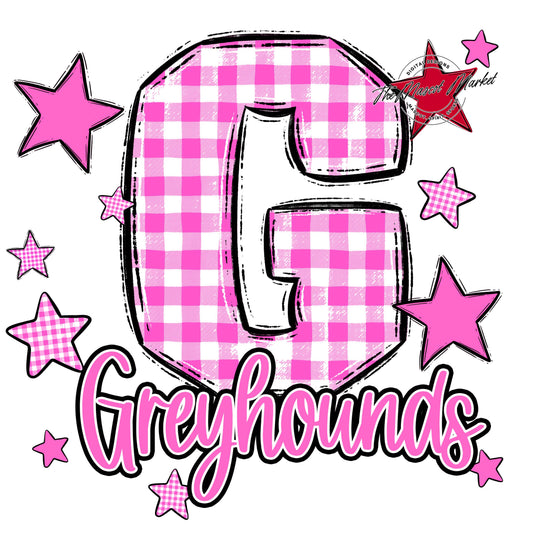 Greyhounds Plaid Star Design-Baby Pink