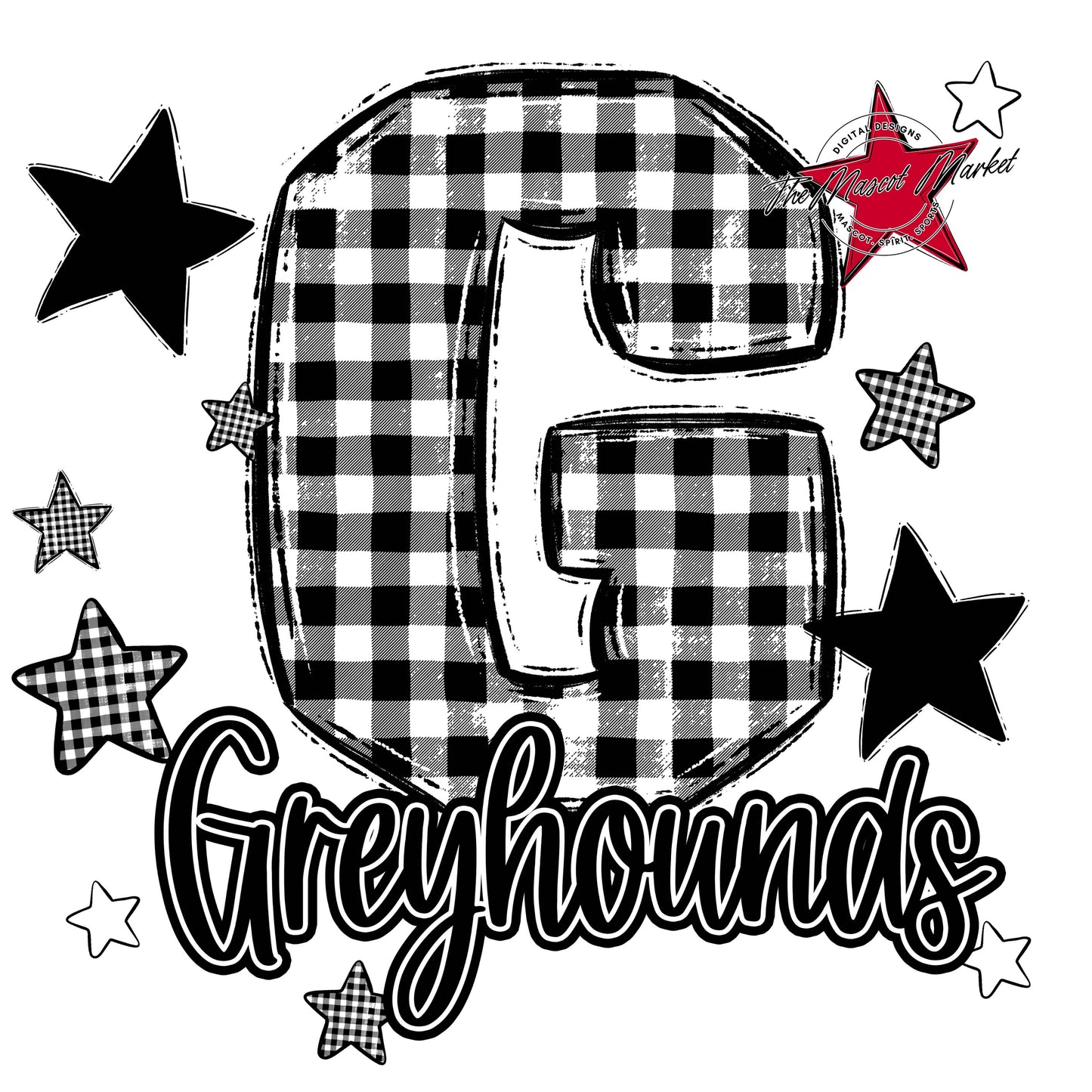 Greyhounds Plaid Star Design-Black