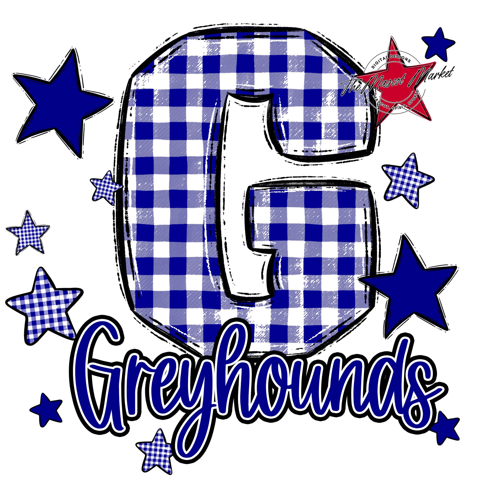 Greyhounds Plaid Star Design-Blue