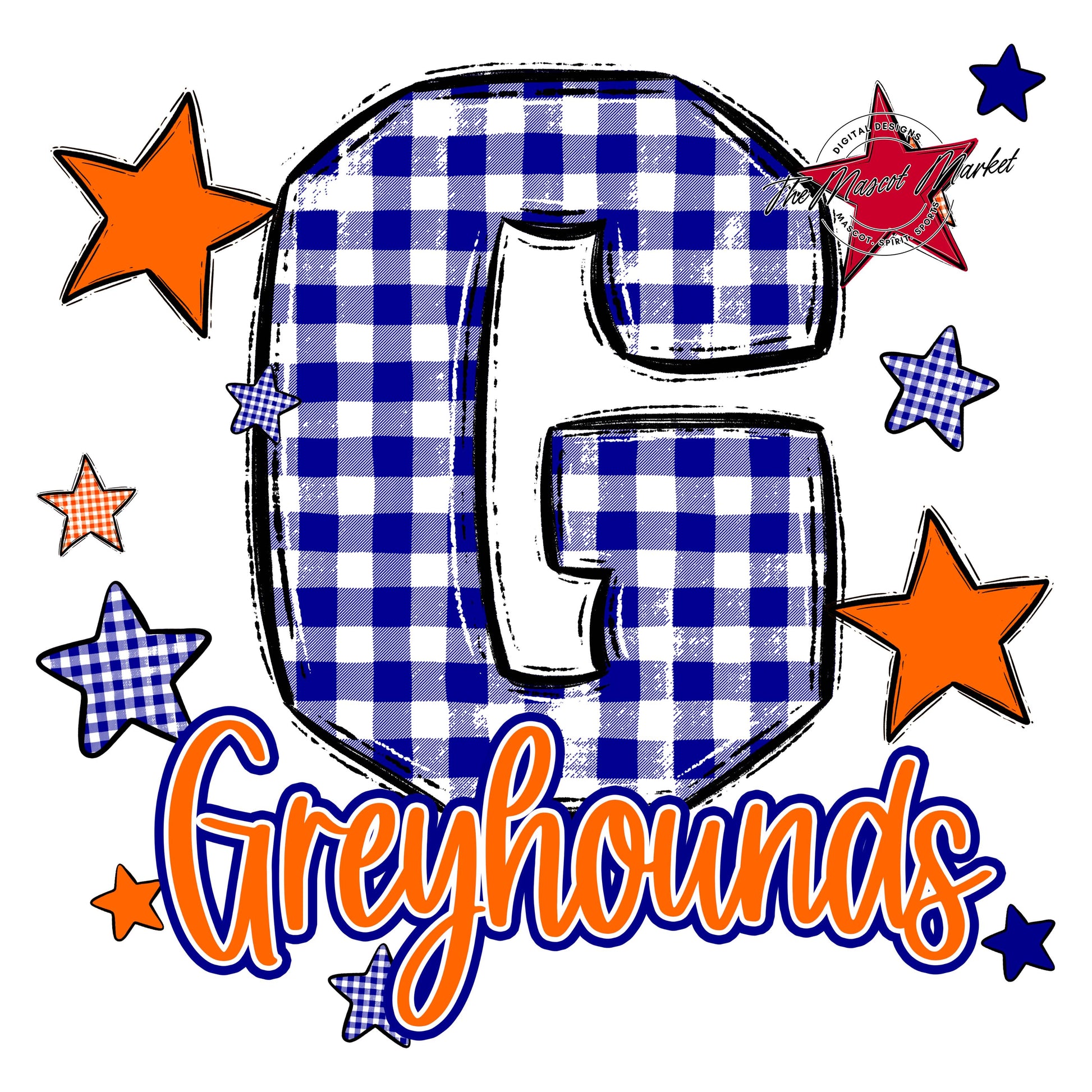 Greyhounds Plaid Star Design-Blue & Orange
