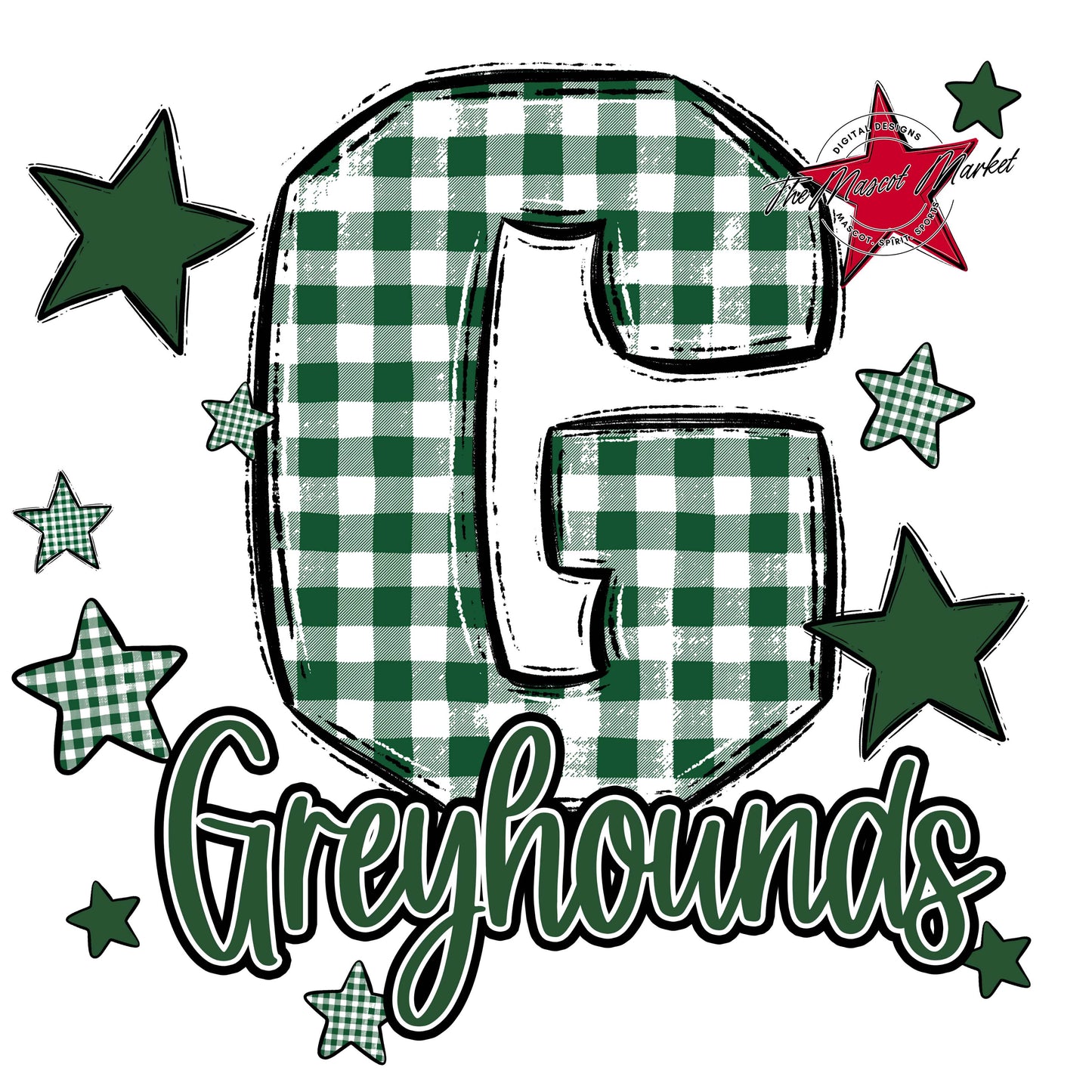 Greyhounds Plaid Star Design-Green