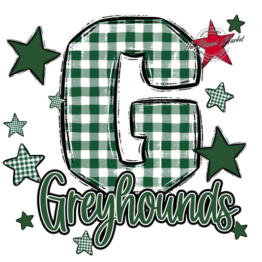 Greyhounds Plaid Star Design-Green