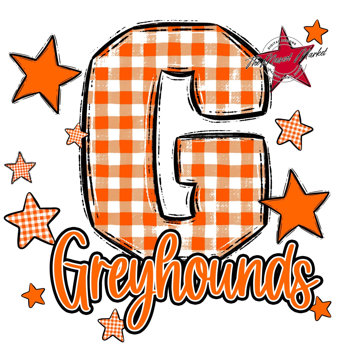 Greyhounds Plaid Star Design-Orange