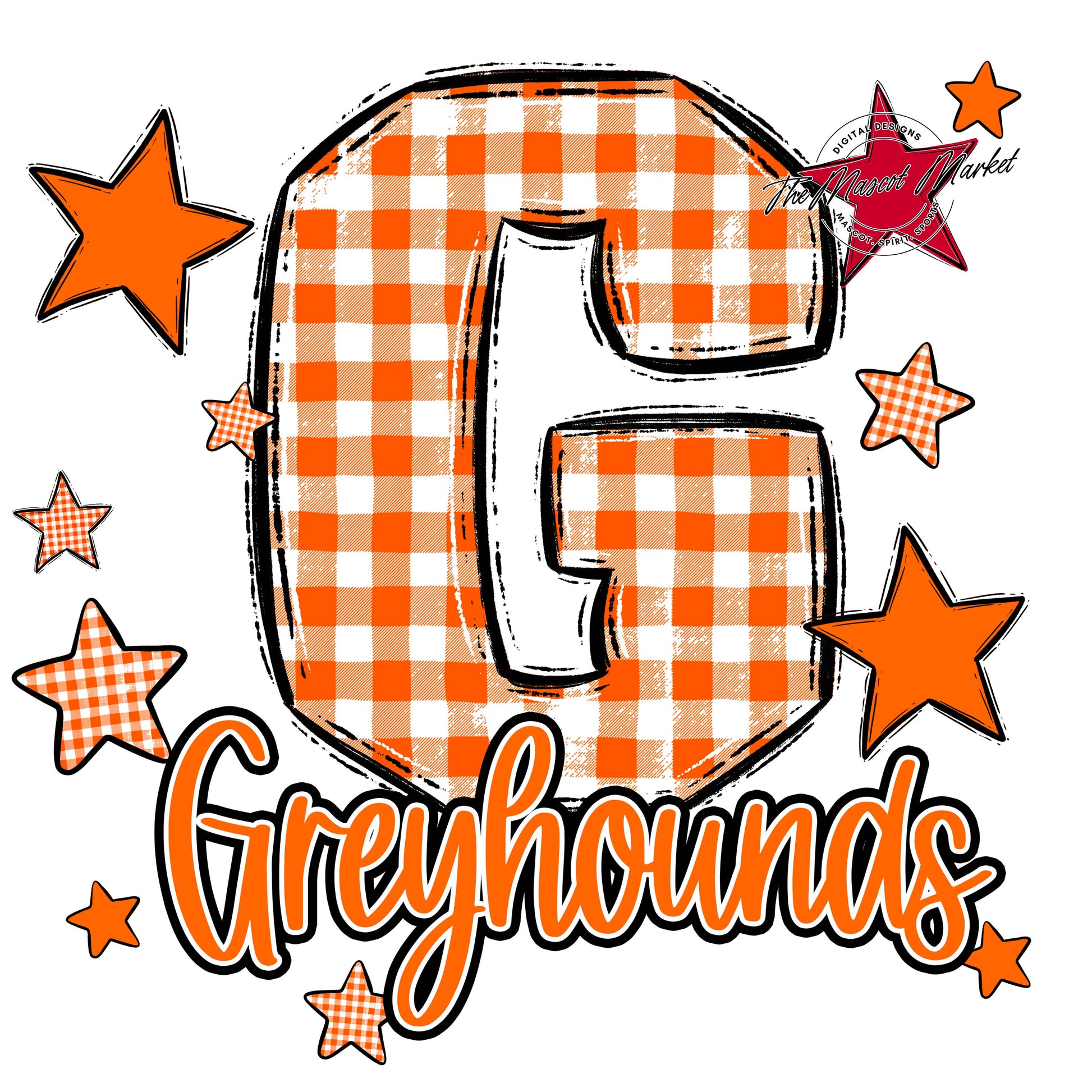 Greyhounds Plaid Star Design-Orange
