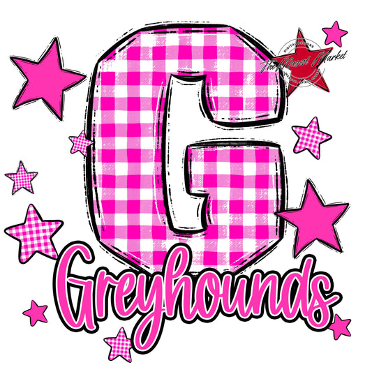 Greyhounds Plaid Star Design-Pink