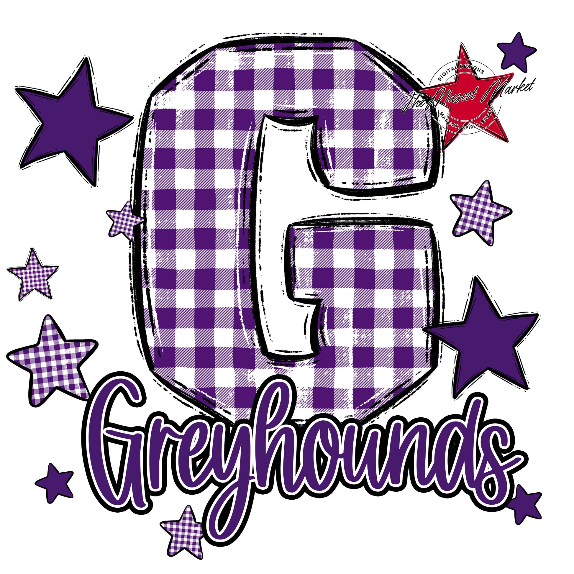 Greyhounds Plaid Star Design-Purple