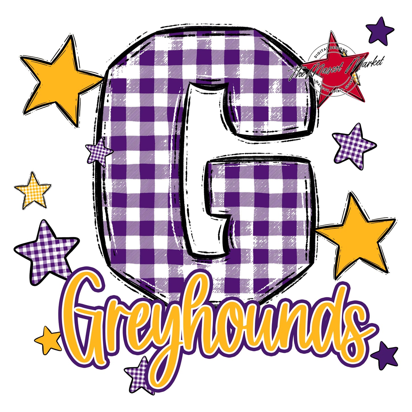 Greyhounds Plaid Star Design-Purple & Yellow