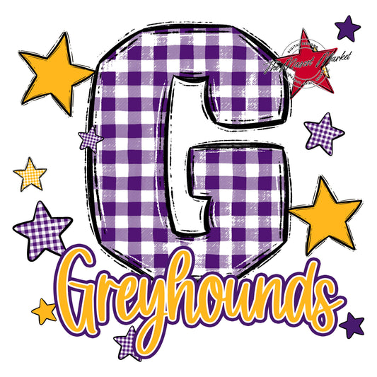 Greyhounds Plaid Star Design-Purple & Yellow