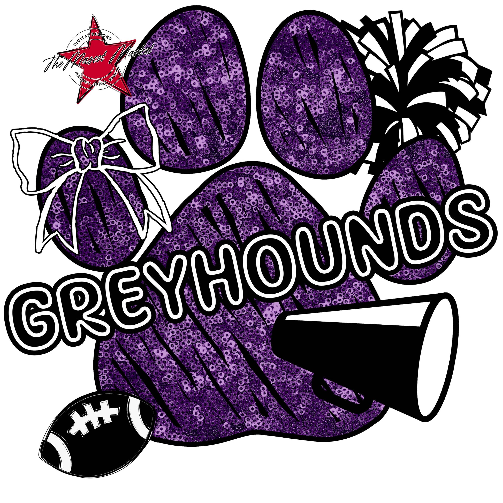 Greyhounds Sequins Paw Print Design-Purple