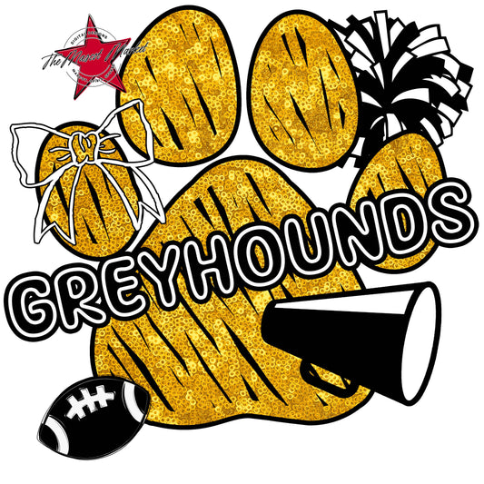 Greyhounds Sequins Paw Print Design-Yellow