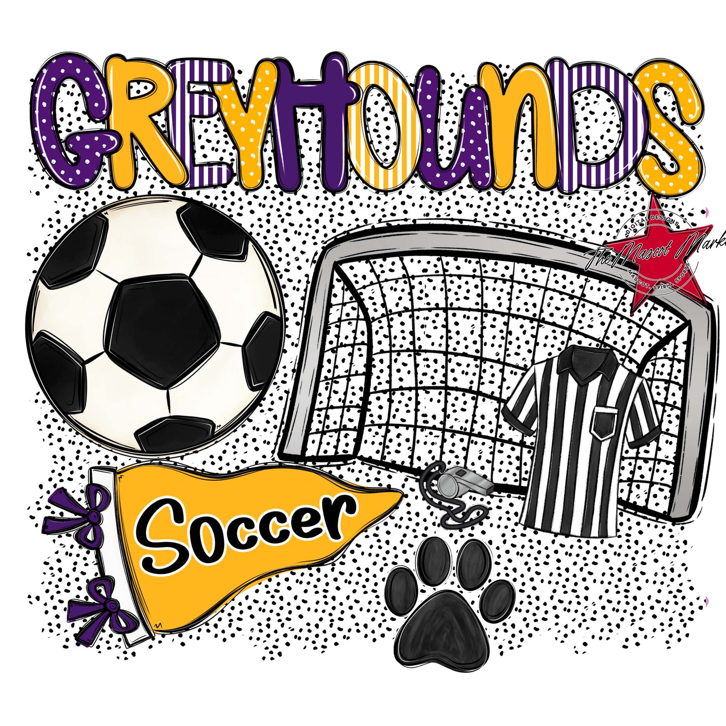 Greyhounds Soccer Spirit-Purple & Yellow