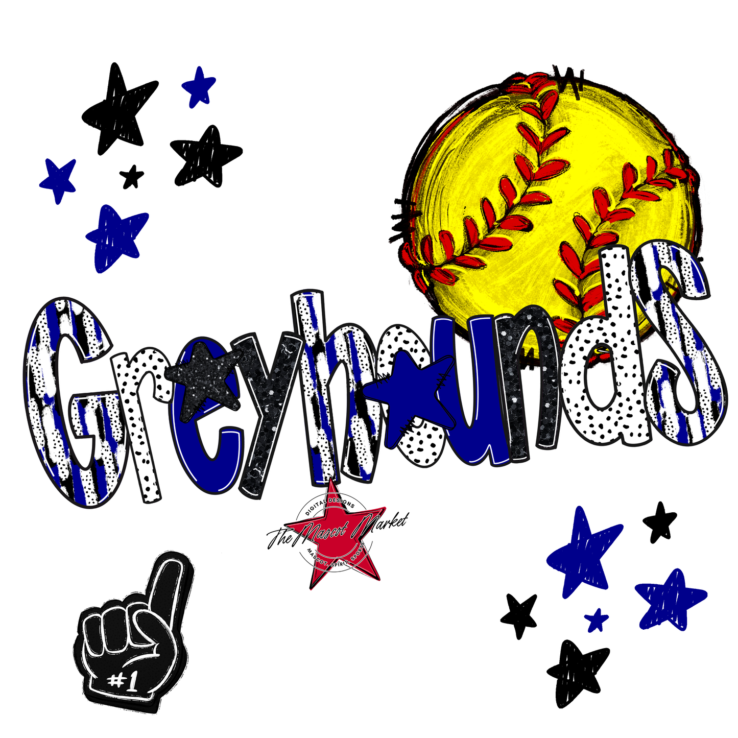 Greyhounds Softball Scrape-Blue