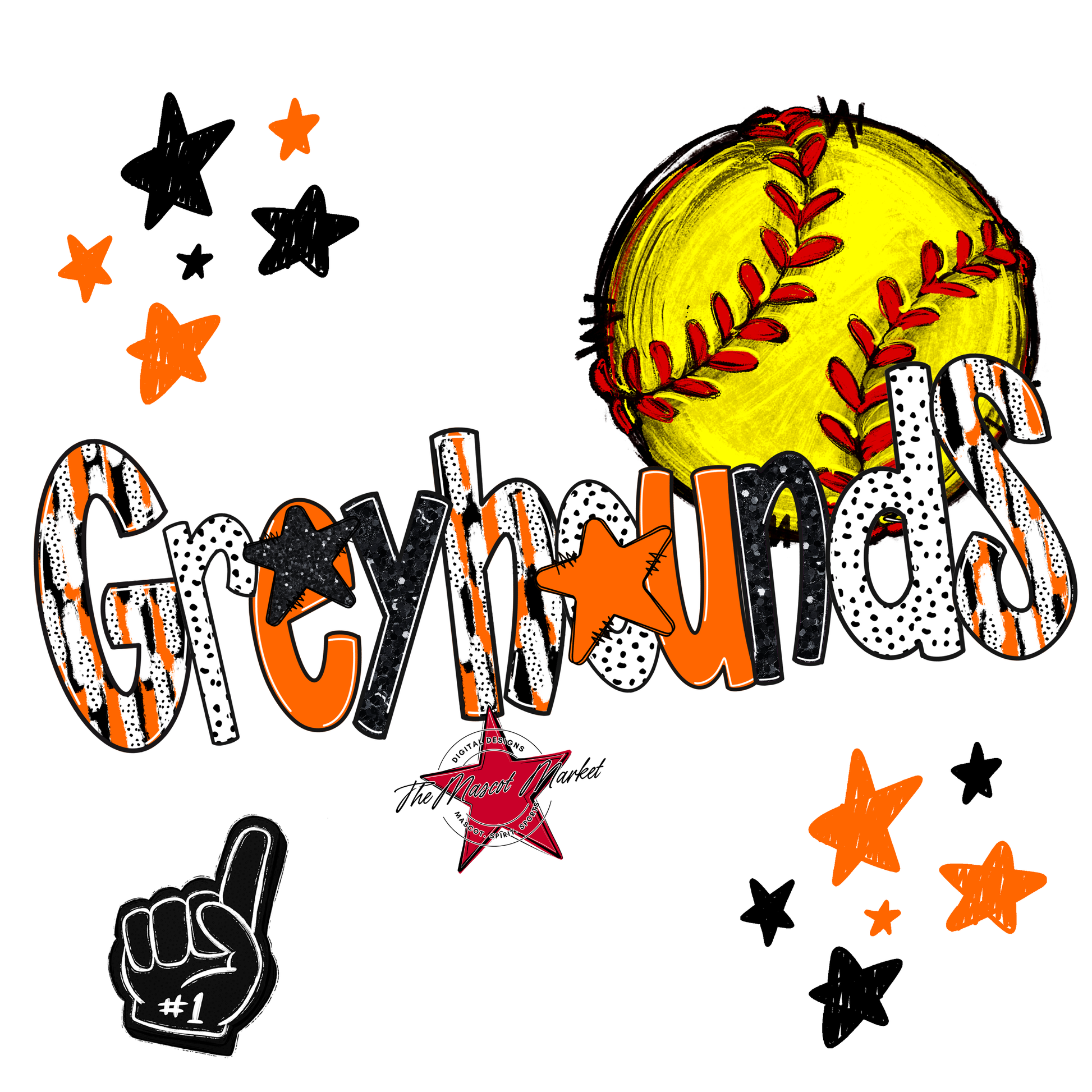 Greyhounds Softball Scrape-Orange