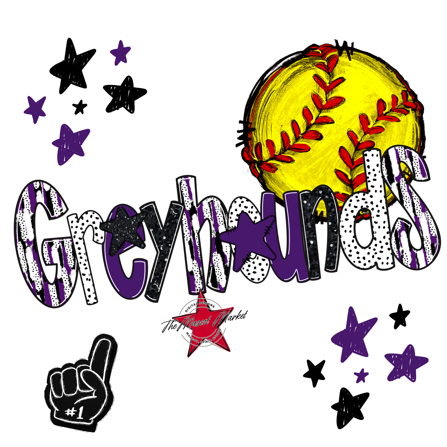 Greyhounds Softball Scrape-Purple