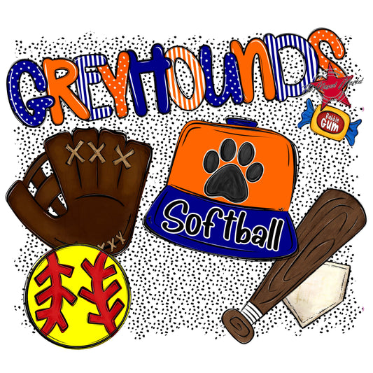 Greyhounds Softball Spirit-Blue & Orange
