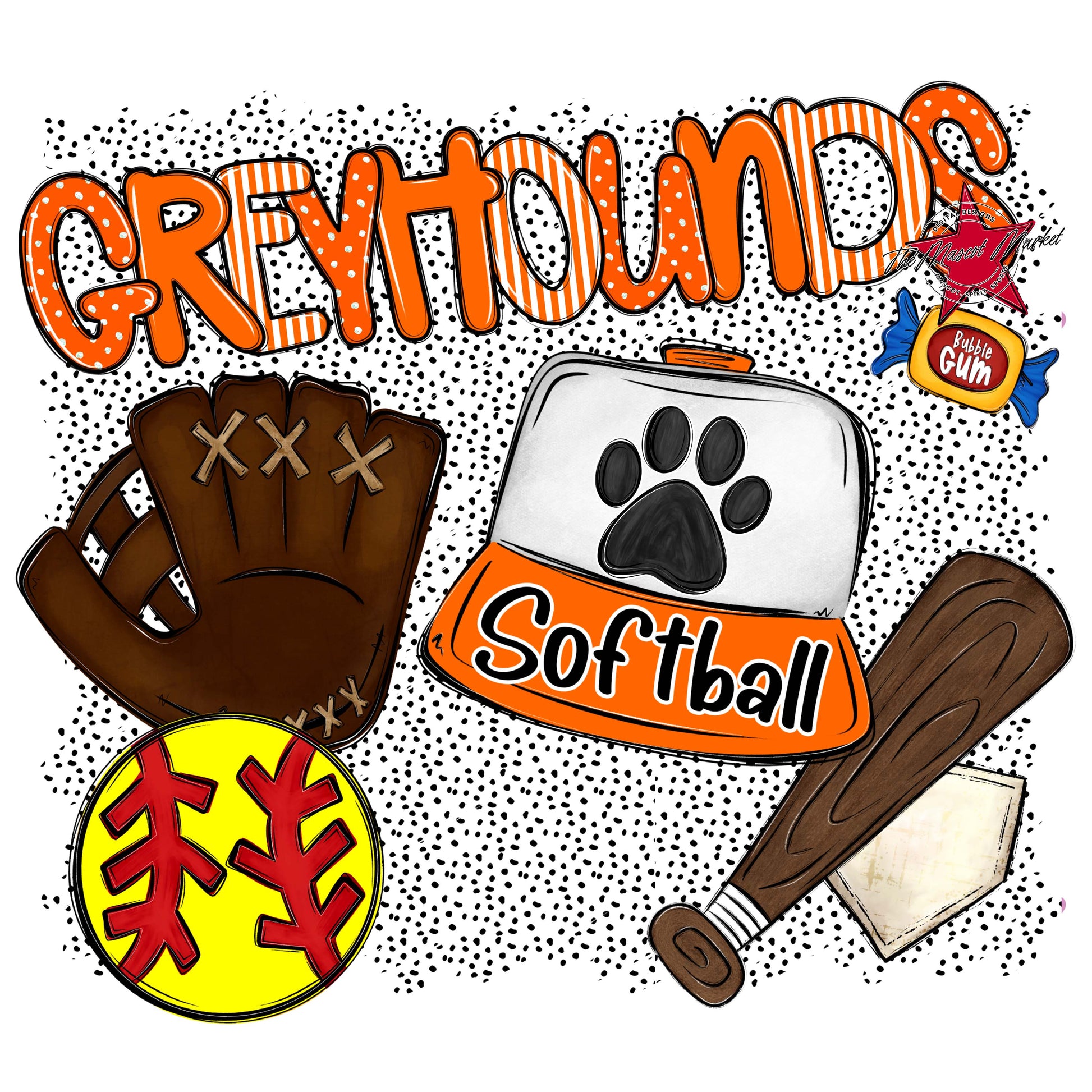 Greyhounds Softball Spirit-Orange