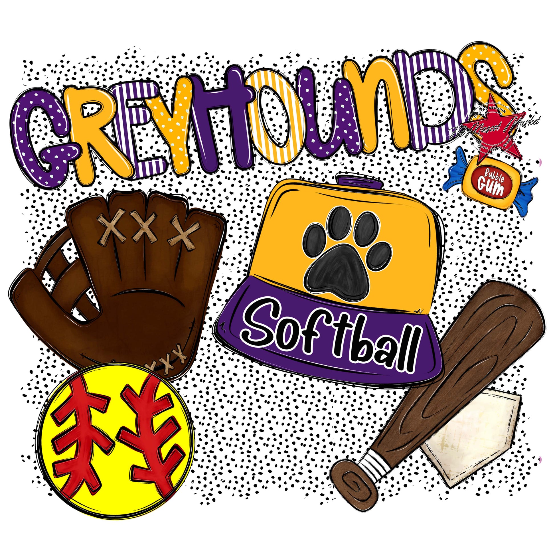 Greyhounds Softball Spirit-Purple & Yellow