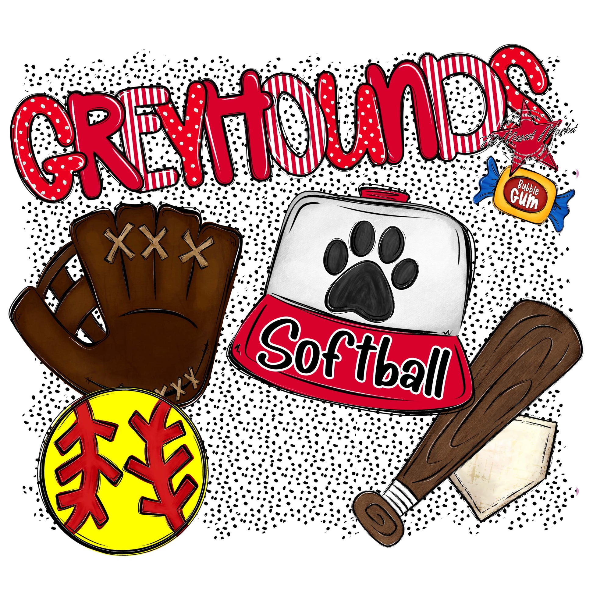 Greyhounds Softball Spirit-Red