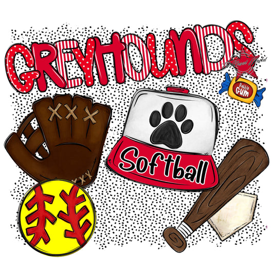 Greyhounds Softball Spirit-Red