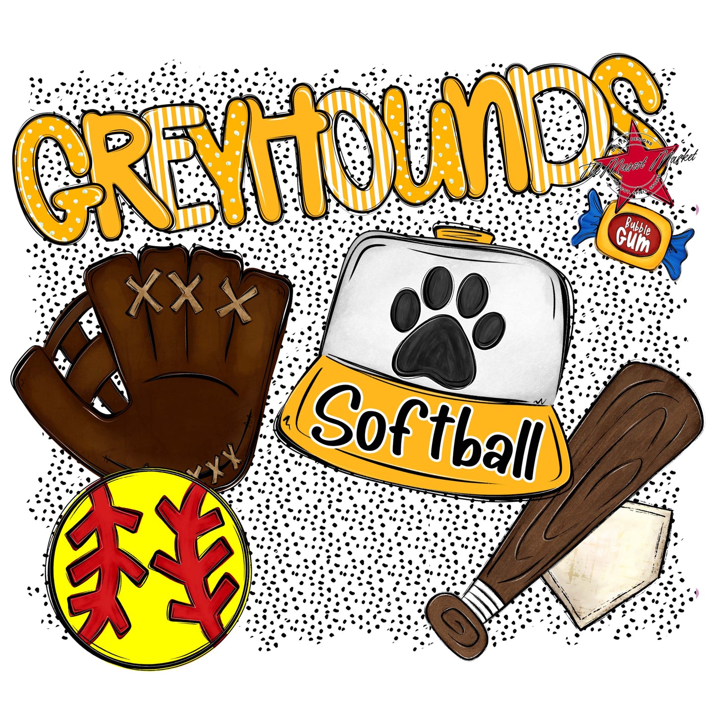 Greyhounds Softball Spirit-Yellow